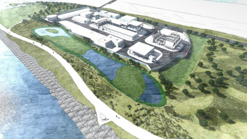 Artist rendering of future Treasure Island Water Treatment Facility