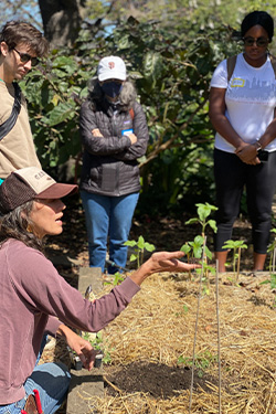 Instructor Carey Craddock leading a community workshop. Photo credit to the Garden for the Environment.