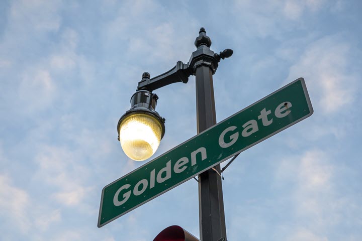 Street lamp with the Golden Gate Avenue Street Sign