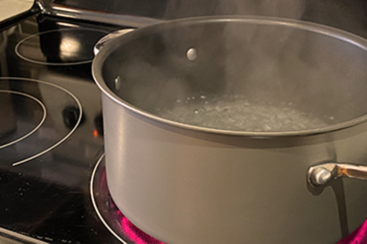 pot of boiling water on stove top