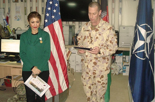 Farzana received a medal from NATO for her work in Afghanistan