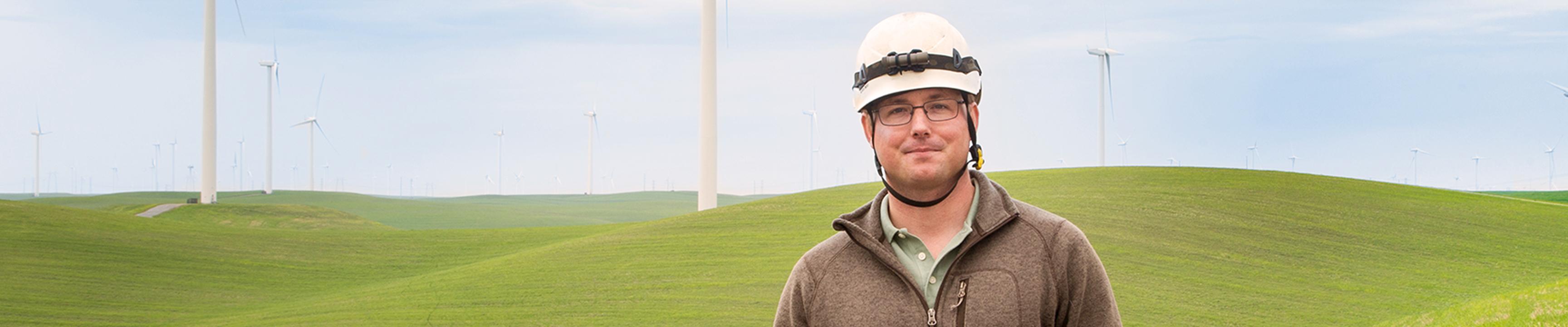 SFPUC worker at Bay Area wind farm